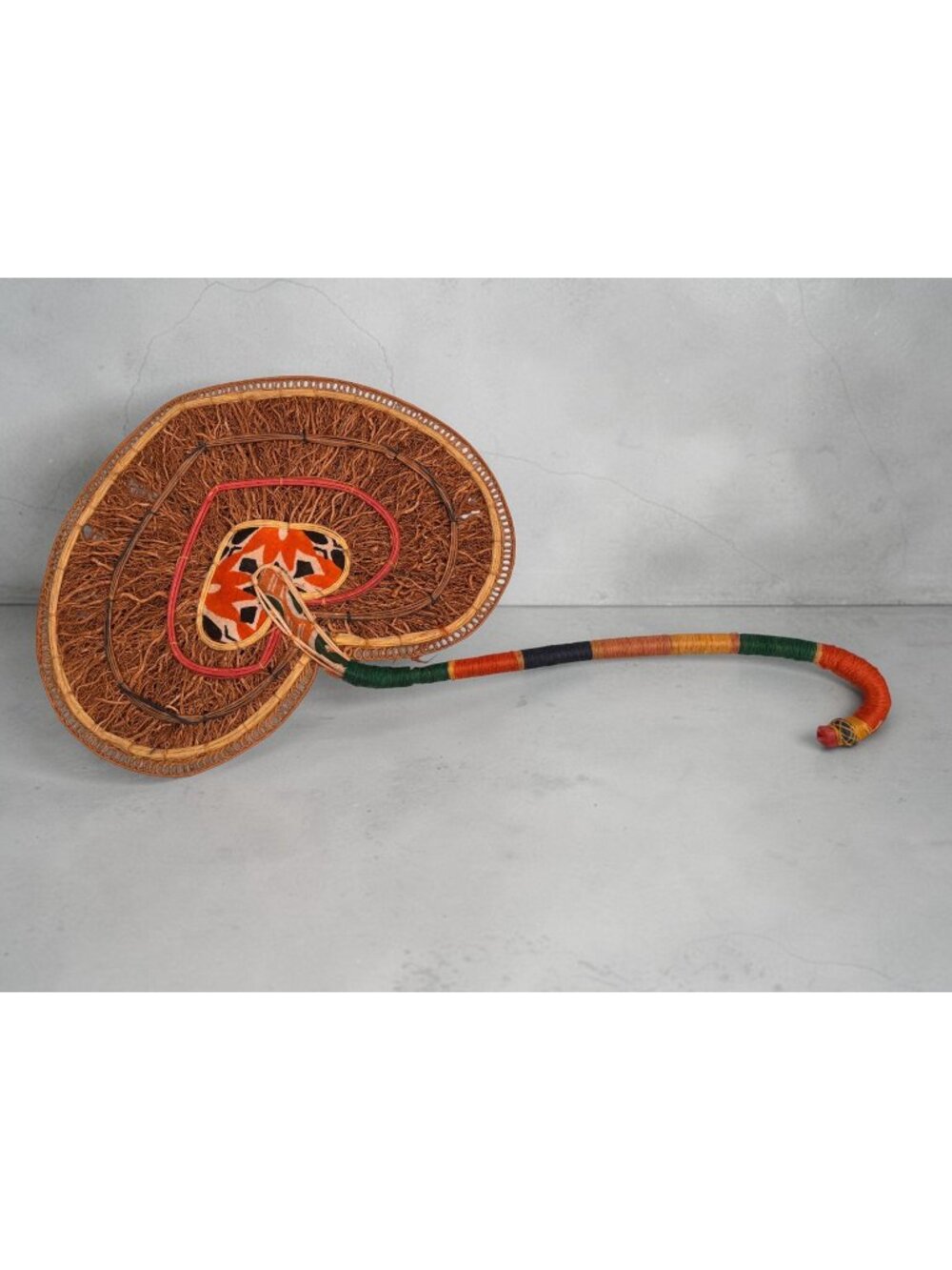 Vintage Handcrafted Sri Lankan Woven Grass Fan With Colorful Handle & Heart Desi